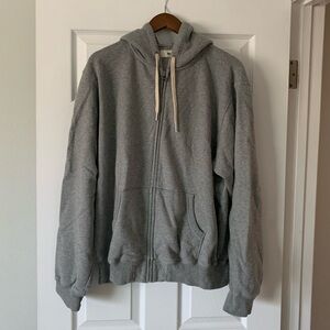 Buck Mason Grey Zip Cotton Hoodie